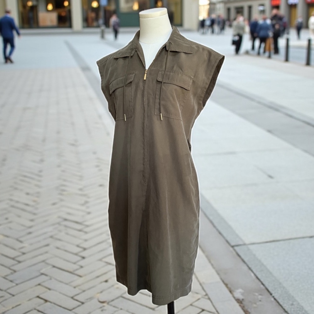Calvin Klein Women’s Olive Green Zip-Up Shirt Dress! Small! - Picture 4 of 10